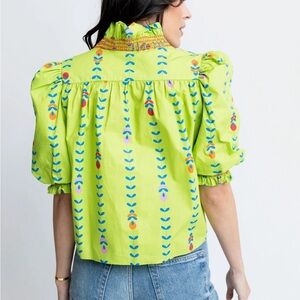KARLIE floral vine print bold lime color